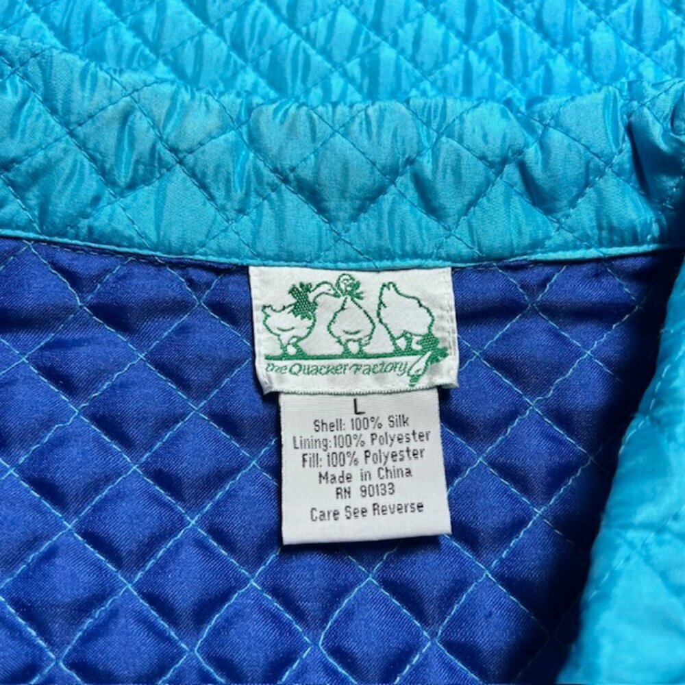 Quacker Factory Aqua Long Sleeve Quilted Jacket Size L - Picture 8 of 8